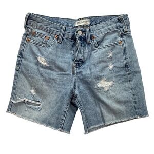 Madewell Denim Shorts Women Size 25 Blue Distressed Cutoff Button Fly Casual